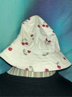 Panama Jack Cream Bucket Hat with Red Cherry Print